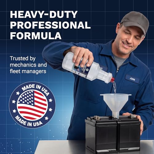 Professional Battery Restorer & Maintainer Reconditioning Formula – Restores & Extends Battery Life for 6V, 8V, 12V & 48V Lead-Acid, AGM & Gel Batteries – 32 oz. High-Performance Solution