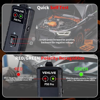P50 Pro Power Circuit Probe Tester, 6-24V DC Automotive Circuit Tester with Component Activation, Dual LEDs, Manual Reset Protection, Polarity & Continuity Test, Short Finder Test Light