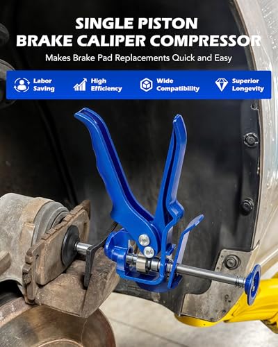 OMT Speedy Brake Caliper Compression Tool for Brake Pad Replacement, Blue | For Single Piston Dual Piston on Most Cars & Trucks; Aluminum & Steel Build; Brake Maintenance; Auto Technicians
