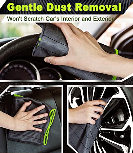 Airlab Magic Cleaning Cloth Window Glass Cleaner Carbon Microfiber Towels Kitchen Bathroom Lint Free Rags Car Wipes Drying Auto Detailing, Pack of 4, 20" x 16", Grey-Green - color: 20 X 16 Inch, Pack of 4, Grey-green
