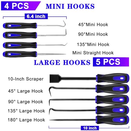 13 Pcs Precision Pick and Hook Set with Scraper, Clip Pliers | Fastener Remover & Magnetic Telescoping Tool Kit for Remove Automotive Electronics Maintenance Hoses Gasket Hand Pick Up Tool - color: blue1