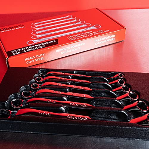 Olsa Tools 6pc Box End Wrench Set, 45-Degree Offset, Chrome Vanadium Steel, Includes Organizer Tray - color: 6pc Set, size: SAE