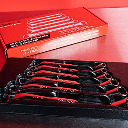 Olsa Tools 6pc Box End Wrench Set, 45-Degree Offset, Chrome Vanadium Steel, Includes Organizer Tray - color: 6pc Set, size: SAE
