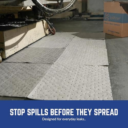 Spilfyter Universal Light Duty Absorbent Pads, 16" x 18", 200 Count | Single Ply, For Quick Tasks, Ideal for Fast Cleanup for Small Spills, SFG-70