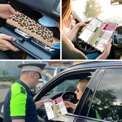 Car Registration and Insurance Holder, with Magnetic Closure for License, Cards and Documents, All Vehicle Needs and Car Accessories (Leopard-Yellow) - color: Leopard-Yellow