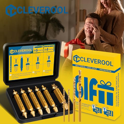 10 PCS Damaged Screw Extractor Set, 6 PCS HSS 6542 Screw Extractor Remover Kit and 4 PCS Twist Drill Bit Kit for Stripped Screws & Drill Bit Tools, Gifts for Men - size: 10 Pieces