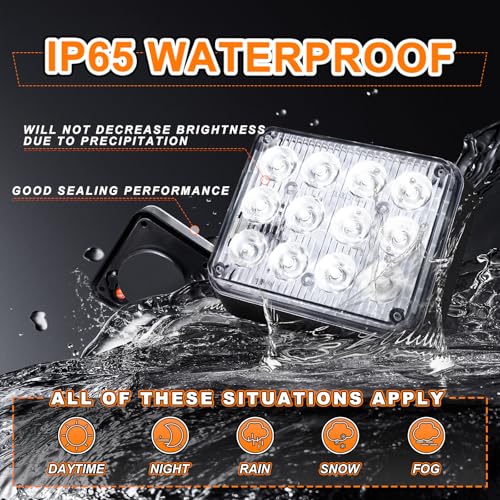 2PCS LED Magnetic Strobe Lights, White Strobe Beacon Warning Light | Battery Operated Portable Wireless Beacon Road Flares Emergency Rechargeable Flashing Lights for Vehicles, Truck, ATV,Van,RV - color: White