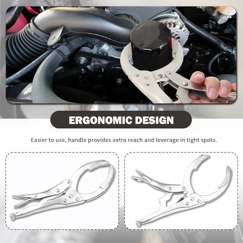 Upgraded Oil Filter Pliers,Adjustable Vice Grips with Jaw Capacity 1.59"-2.77",Anti-slip Locking Wrench/Oil Filter Wrench for Removing and Installing Firm Oilfilter