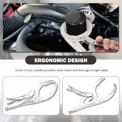 Upgraded Oil Filter Pliers,Adjustable Vice Grips with Jaw Capacity 1.59"-2.77",Anti-slip Locking Wrench/Oil Filter Wrench for Removing and Installing Firm Oilfilter