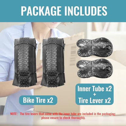 Hycline 2-Pack Mountain Bike Tires Set: 20/24/26/27.5-inch Folding Replacement High-Performance Wear-Resistant Bicycle Tires and Pair Inner Tubes with Tire Levers for MTB Off-Road Bike - color: 27.5x2.125-30TPI