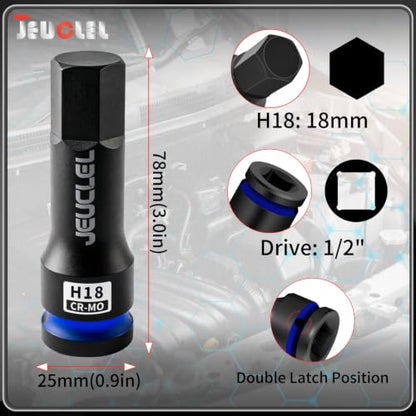 18mm Hex Impact Bit Socket, H18 1/2" Drive Allen Socket, Cr-Mo | 3-Inch, Lengthen Hex Screwdriver Adapter for Electric Ratchet Wrenches Fastening Screws, Socket Wrench, Head Drill - size: 1PC | H18 18MM