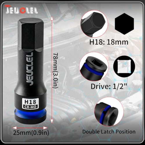 18mm Hex Impact Bit Socket, H18 1/2" Drive Allen Socket, Cr-Mo | 3-Inch, Lengthen Hex Screwdriver Adapter for Electric Ratchet Wrenches Fastening Screws, Socket Wrench, Head Drill - size: 1PC | H18 18MM