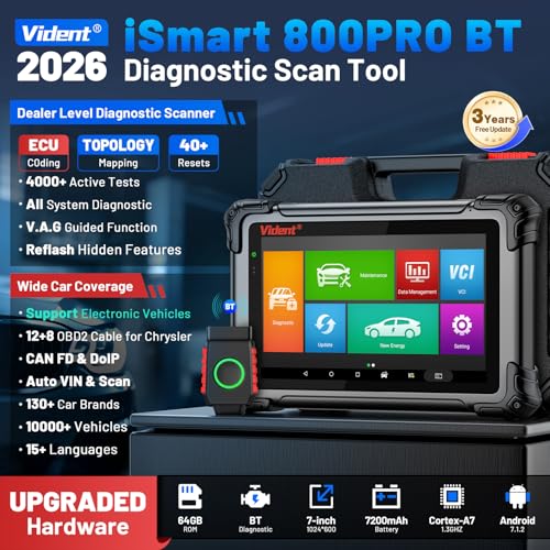 OBD2 Scanner Topology Mapping, VIDENT iSmart 800PRO BT Wireless Bidirectional Scan Tool with ECU Coding, 40+ Resets, 3-Year Update, All System Automotive Diagnostic Scanner for Car & EV, CAN FD/DoIP