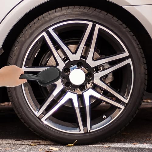 Car Tire Waxing Brush Set with Replaceable Black Plush Sponge, 6pcs Automotive Detailing Tool for Tire Shine and Wheel Cleaning Maintenance