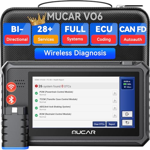 MUCAR VO6 Bidirectional Scan Tool, Full Systems Diagnostic OBD2 Scanner, Automotive Diagnostic Scanner for Car, 28+ Services Code Reader, CAN FD, FCA/AutoAuth, Lifetime Free Update=No Subscriptions