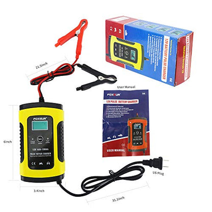 12V 5 Amp Automotive Smart Battery Charger Maintainer for Car, Motorcycle, RV, SUV, Lawn Mower, Boat, RV, SUV, ATV and More