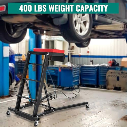 Top Automotive Creeper, 400 lbs Capacity, Adjustable Length from 42.5"-64.8", Foldable and Padded Deck, 4 Swivel Caster Wheels for Workshop Repair, Mechanic Creeper and Creepers Automotive