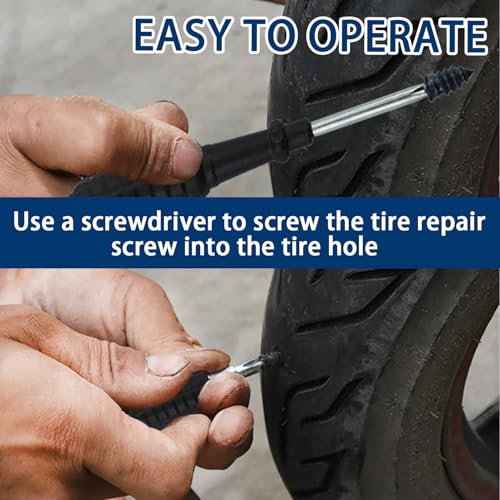 60 Pack Rubber Tire Repair Nails, Tubeless Vacuum Tire Puncture Repair Screws Emergency Self-Fix Tool Compatible with Car Motorcycle Jeep