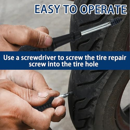 60 Pack Rubber Tire Repair Nails, Tubeless Vacuum Tire Puncture Repair Screws Emergency Self-Fix Tool Compatible with Car Motorcycle Jeep