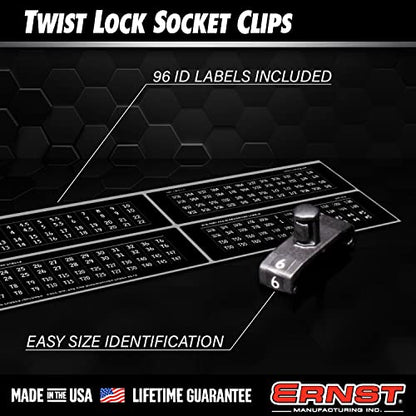 ERNST 8440-Black 1/4-Inch Dura-Pro Twist Lock Socket Clips, 22-Pack, Black - size: 1/4-Inch