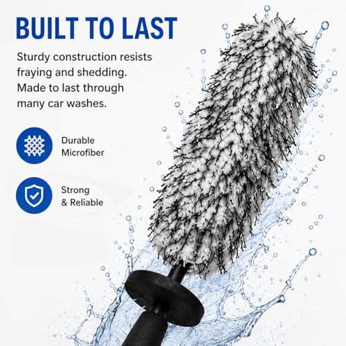 Microfiber Wheel Brush, Wheel Barrel Brush, Highly Water Absorption Rim Brushes for Cleaning Wheels, Tire and Car Detailing, Black - color: Black