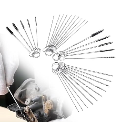Carburetors Carbon Dirt Jet Remove Cleaner, 20 Cleaning Needles + 10 Nylon Brushes Tool Kit, Compatible with Motorcycle ATV Moped Welder Carb Chainsaw Spray Guns - size: 20 Cleaning Needles