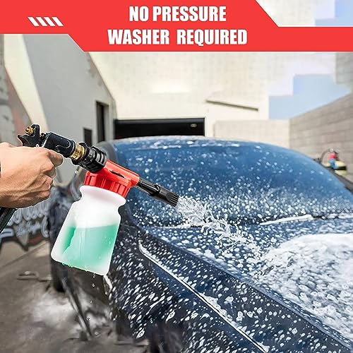 Car Wash Foam Gun, Car Wash Sprayer with Adjustable Foam Dial Foam Nozzle, Foam Cannon Attachs to Any Garden Hose, Durable 5/8" and 3/4" Brass Joint Soap Gun for Home Garden Use