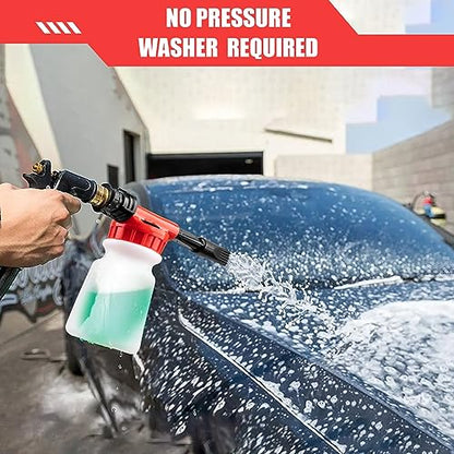 Car Wash Foam Gun, Car Wash Sprayer with Adjustable Foam Dial Foam Nozzle, Foam Cannon Attachs to Any Garden Hose, Durable 5/8" and 3/4" Brass Joint Soap Gun for Home Garden Use