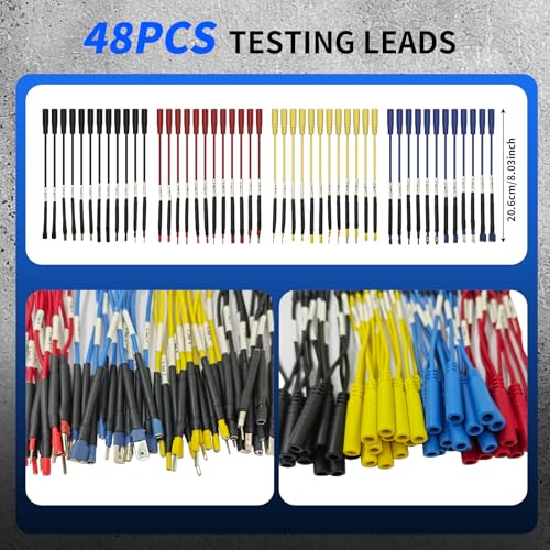 76-Pcs Automotive Circuit Test Lead Kit, Multimeter、Electrical Test Leads Kit, Back Probe Kit, Alligator Clip, Acicular Probe, Banana Plug Adapters, Volt Meter Lead (with Carrying Case) - size: 76 Pcs Kit