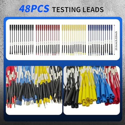 76-Pcs Automotive Circuit Test Lead Kit, Multimeter、Electrical Test Leads Kit, Back Probe Kit, Alligator Clip, Acicular Probe, Banana Plug Adapters, Volt Meter Lead (with Carrying Case) - size: 76 Pcs Kit