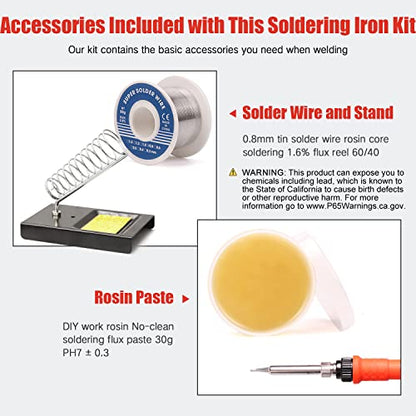 Electronic Soldering Iron Kit, 120W Digital Soldering Gun Tools, Portable Easy-play Solder Kit with 5pcs Extra Tips, 50g Solder Wire, Heavy Duty Holder, Cleaning Sponge, Solder Paste - color: Digital 120w 10-in-1