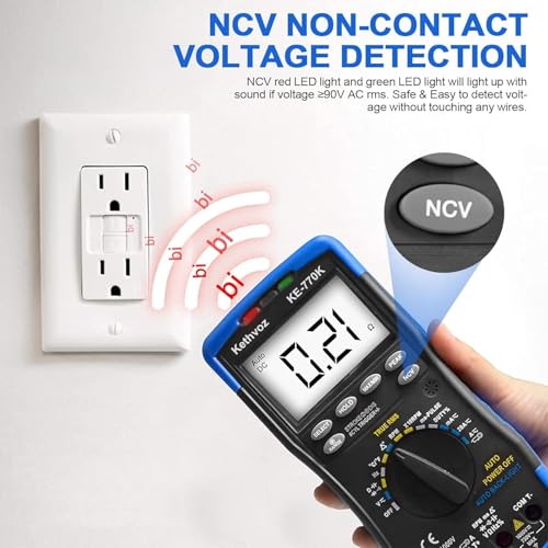 Automotive Digital Multimeter, Kethvoz True RMS AC/DC Voltage & Current Tester, 6000 Counts Auto-Ranging with RPM, Dwell Angle, Pulse Width, Temperature, Duty Cycle, Continuity, and NCV Detection