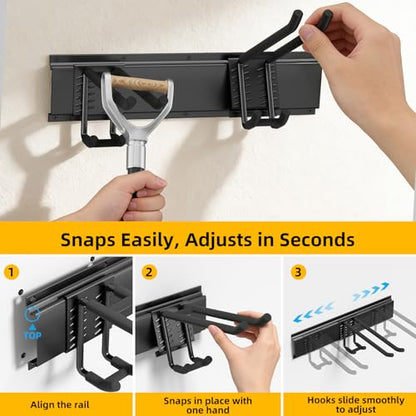GRENPRO 49.5 Inch Garage Tool Organizer with 6 Double-layer Hooks, Holds 440 LBS - size: 49.5 inch