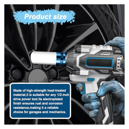 1/2" Drive 17 mm Lug Nut Impact Socket, CR-MO Thin Wall Deep Lug Nut Socket, Non-Marring Wheel Rim Protector Sleeve, Auto Tire Repair Maintenance Accessories (17MM) - size: 17MM