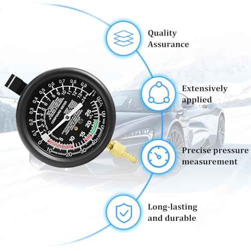 Car Fuel Pump and Vacuum Tester Gauge, 9PCS Vehicle Carburetor Pressure Diagnostics Leakage Tool Kit, Automotive Fuel Pump Testing Meters, Universal for SUV Sedan Truck