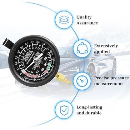 Car Fuel Pump and Vacuum Tester Gauge, 9PCS Vehicle Carburetor Pressure Diagnostics Leakage Tool Kit, Automotive Fuel Pump Testing Meters, Universal for SUV Sedan Truck