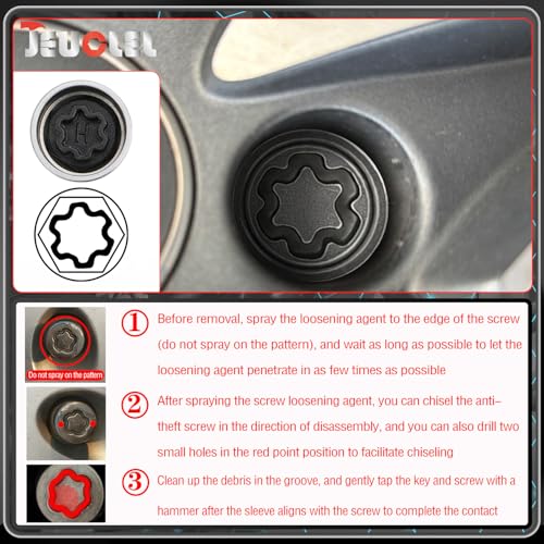 H Wheel Locking Nut Key Compatible with Audi Series, (Socket OD 27mm - ID 25mm), Wheel Lock Nut Socket Adapter, Wheel Anti-Theft Lug Nut Removal Tool, Anti-Theft Screw Remover - size: Socket H