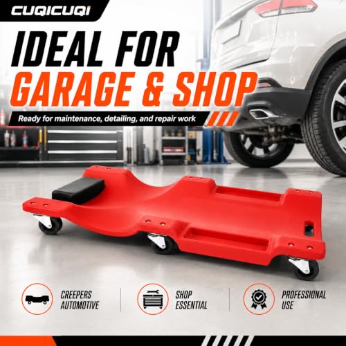 Mechanic Creeper, Low Profile Garage Creeper with Padded Headrest, 6 Swivel Casters, Built-in Tool Trays and Carry Handle, 40 Inch Automotive Creeper for Car Repair, Maintenance, Detailing