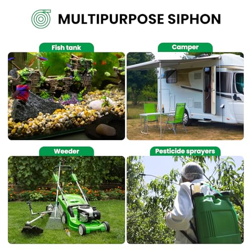 Gas Siphon Hose Pump, Shaker Siphon 6FT Tube Hose, Self Priming Syphon Hose 6 Feet -1/2" Value, for Gas/Fuel/Water Transfer,Use for Cars, Boats, Mowers (2PACK) - size: 6ft hose