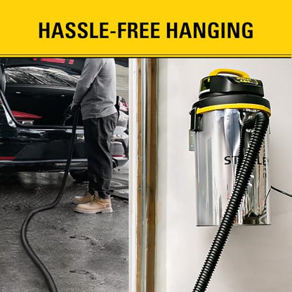 STANLEY Wet Dry Vacuum,4.5 Gallon 4HP Wall Mounted Shop Vac,26 Cleaning Ranging Stainless Steel Tank,Garage/ Home/Upholster/Laundry/Rooms Vacuum SL18133 - color: Sl18133