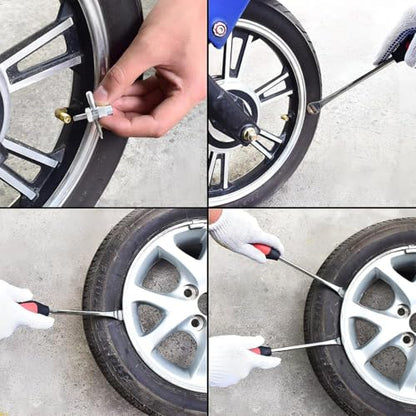 BELOMI Tire Spoons Lever Tool Set, Steel Professional Tire Changing Removal Kit with 1 Portable Bag + 3 Tire Spoons + 2 Rim Protectors, Tire Repair Tool for Vehicle, Bike, Lawn Mower (Red/Black) - color: Red/Black