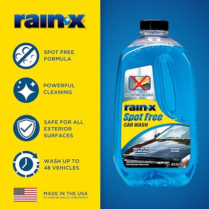 Rain-X 620073 - Car Wash Deep Cleaning, High Foam Soap Provides Spot Free Shine with No Towel Or Hand Drying Needed - Car soap for car cleaning and detailing 48 fl oz - size: 48 Fl Oz (Pack of 1), style: Pack of 1