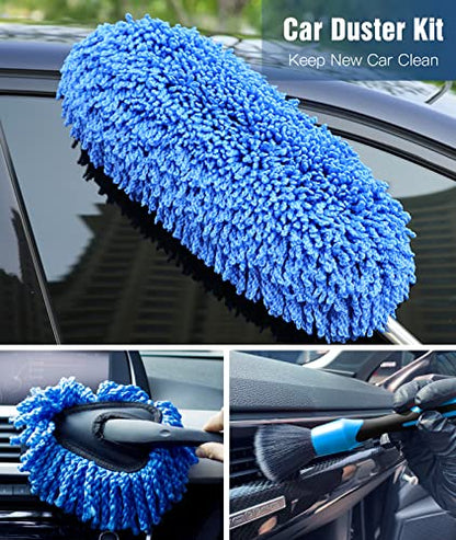 YeewayVeh Car Duster Kit, 3 Pack Car Detailing Brush Set with Extendable Microfiber Dust Brush & Scratch Free Car Dash Duster & Soft Car Interior Brush for Vehicles Motorcycle and Home Cleaning Tools | Extendable Microfiber & Scratch-Free Dash Duster for