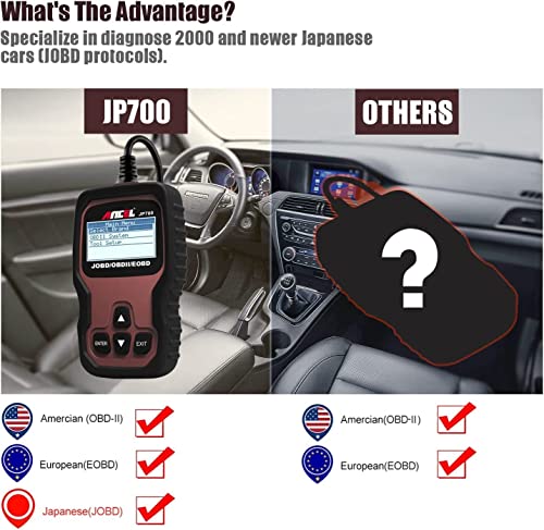 ANCEL JP700 JOBD OBD2 Japanese Car Scanner, JDM Automotive Code Reader Check Engine Light OBDII Diagnostic Scan Tool Fits for Toyota Nissan Honda Mazda Subaru Vehicle Diagnosis