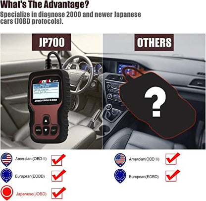 ANCEL JP700 JOBD OBD2 Japanese Car Scanner, JDM Automotive Code Reader Check Engine Light OBDII Diagnostic Scan Tool Fits for Toyota Nissan Honda Mazda Subaru Vehicle Diagnosis