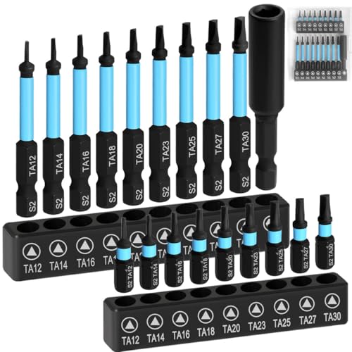 Triangle Screwdriver Bits, 19Pcs Triangle Head Screwdriver Bit Set, 25mm&60mm S2 Steel Magnetic Screwdriver Bits, 1/4" Hex-Shank Security Triangular Bits with Bit Extension Holder - style: B. Triangle Screwdriver Bits