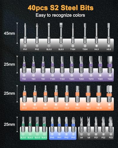 43 in 1 Ratchet Screwdriver Set, Magnetic Screwdriver Set, 2025 New Model Repair Tool Kit with DIY Ratchet Handle, Metal Pry Bar, 40 Precision Bits for Electronics,Furniture,Bicycle