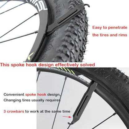 Bike Tire Levers - Ultra Strong PC Plastic Bicycle Tire Removal Changing Tool for Road or Mountain Bike Tires - Set of 6 (Black) - color: Black- 6pcs