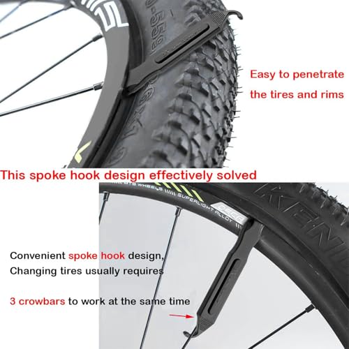 Bike Tire Levers - Ultra Strong PC Plastic Bicycle Tire Removal Changing Tool for Road or Mountain Bike Tires - Set of 4 (Black) - color: Black- 4pcs