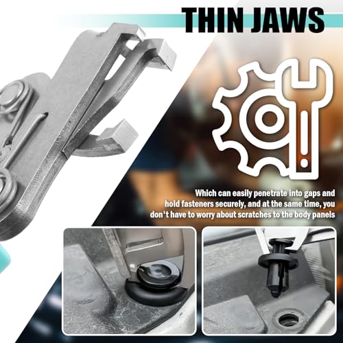 Upgraded Car Clip Pliers,Non-damaging Car Panel Clip Pliers with Spade Jaws & Labor-saving Spring Construction for Cars Clips,Versatile Cars Panel Clips Removal Plier